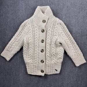 Vintage ABERCROMBIE & FITCH Cable Knit Sweater Cardigan Women's S-M Beige Moose